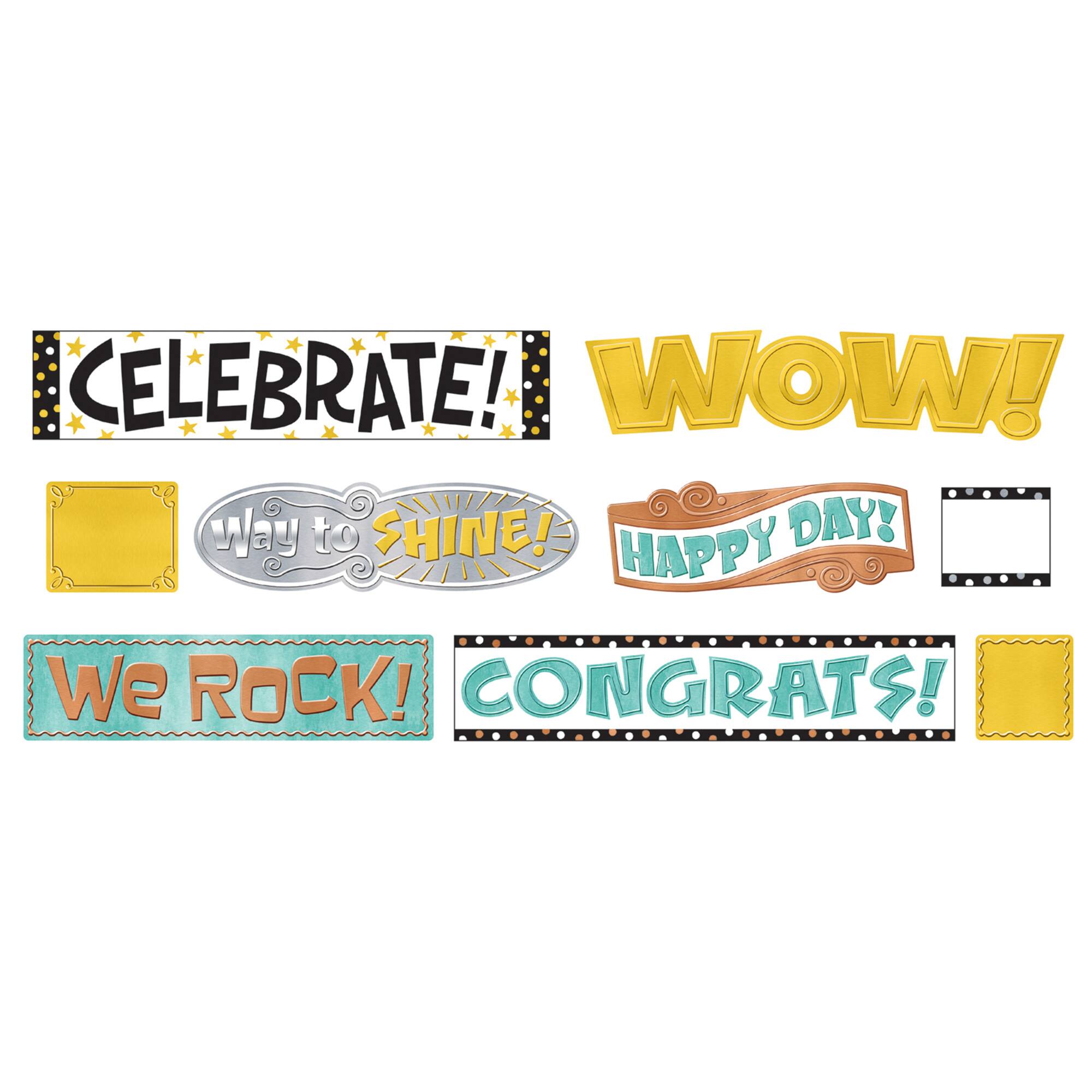 I Heart Metal WipeOff® Celebration Signs Mini Bulletin Board Set, 9ct.